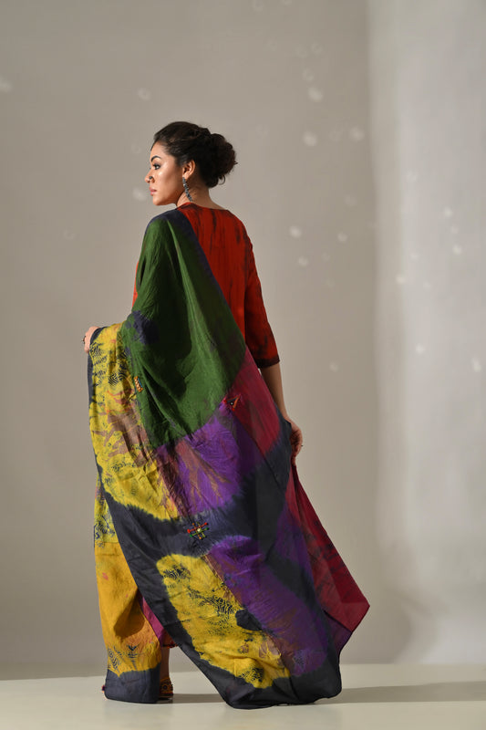 Blue Multi Panel Tie-Dye Dupatta