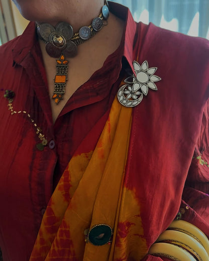 Yellow Tie-Dye Hand Embellished Saree Set