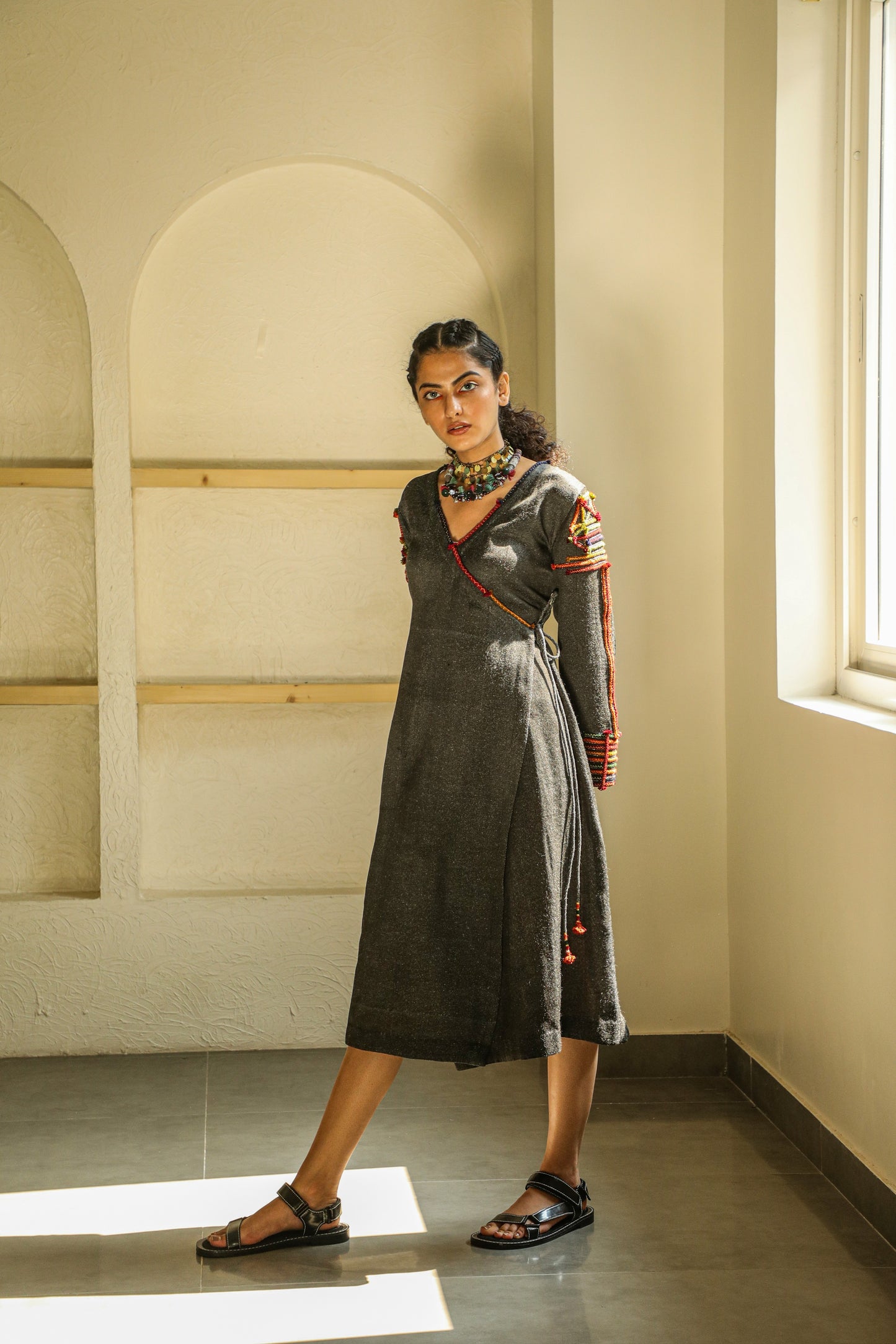 Hand embroidered wrap Dress