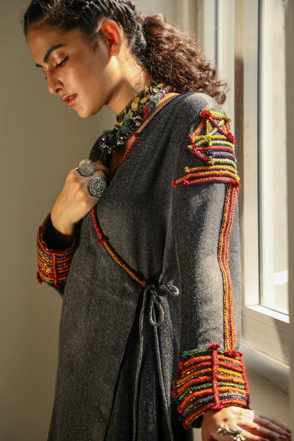 Hand embroidered wrap Dress