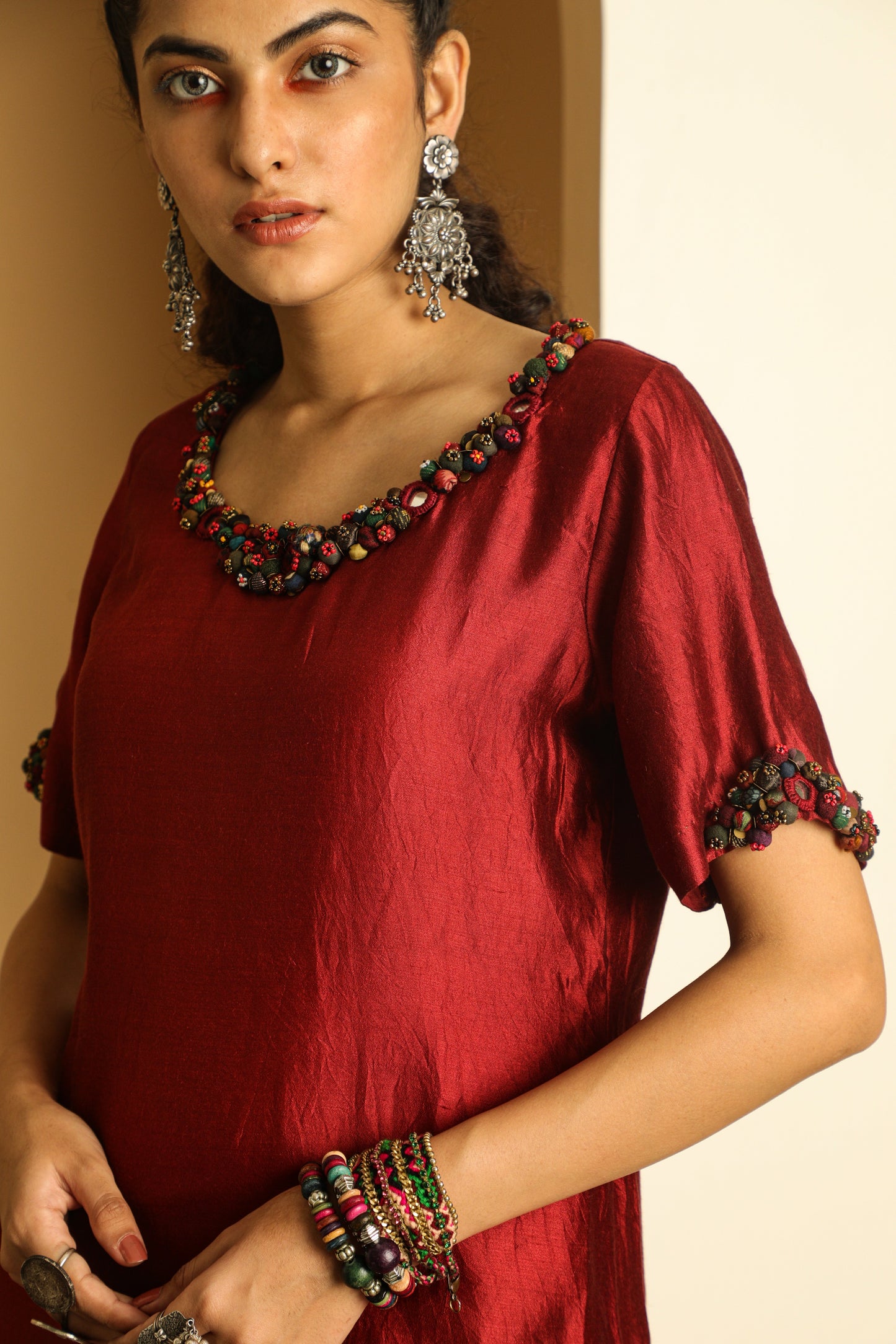 Motihaar Tunic Set- Red