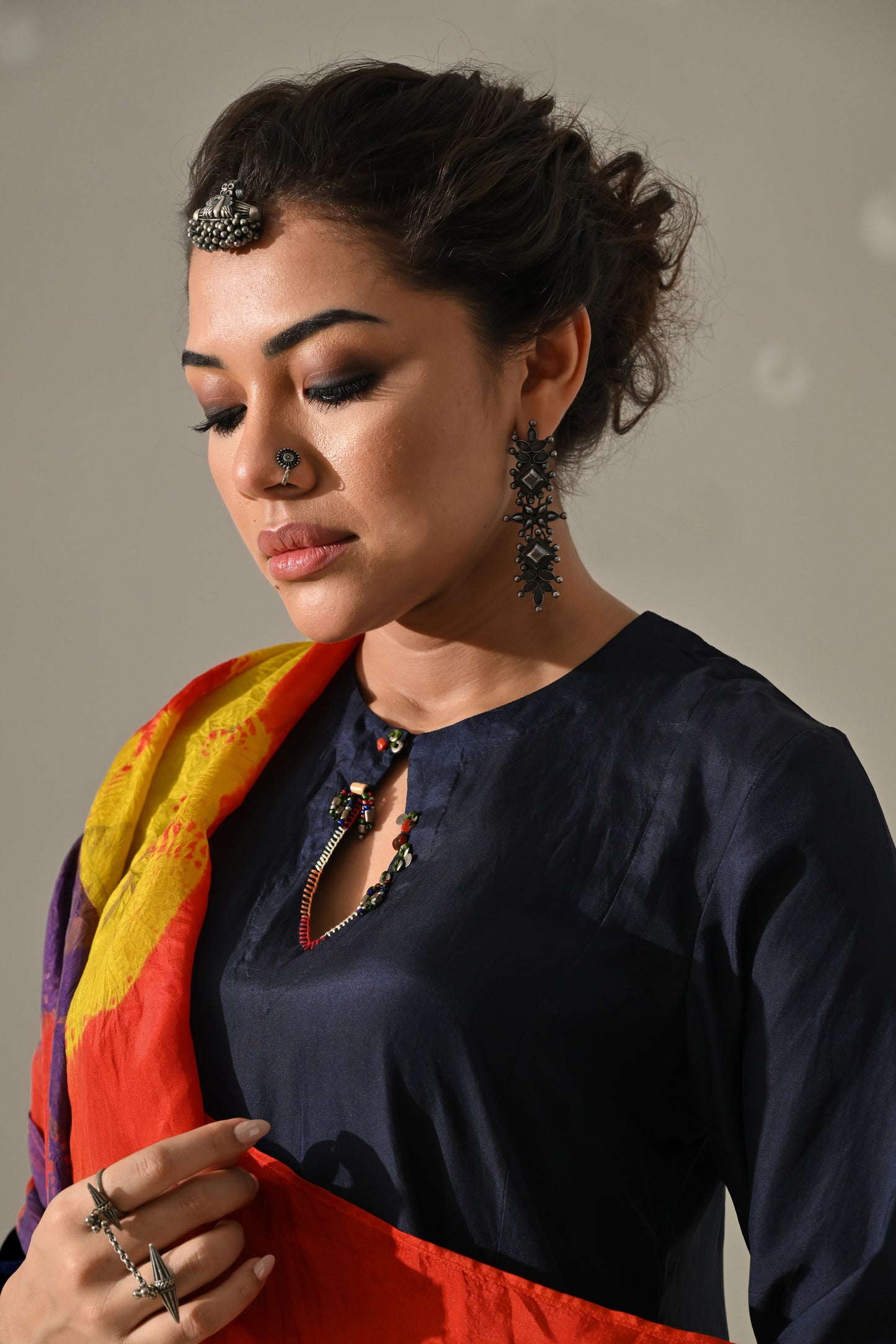 Blue Multi Panel Placement Kurta Set