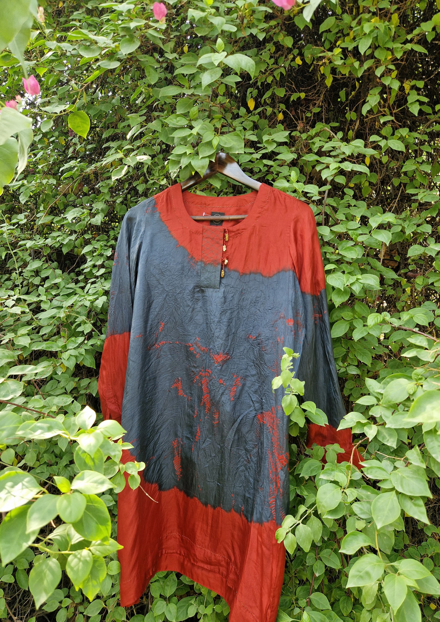 Red Blue Tie Dyed Tunic Set