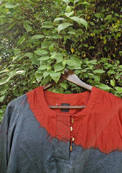 Red Blue Tie Dyed Tunic Set
