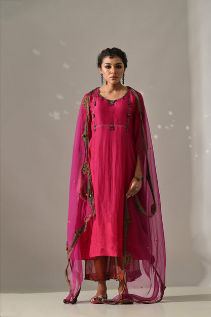 Pink Hand Embroidered Kurta Set