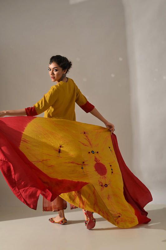Yellow hand embellished  dupatta