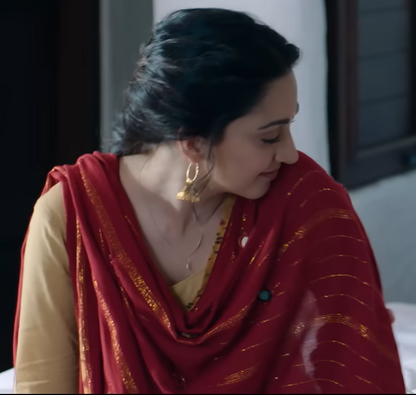 Red hand embellished dupatta
