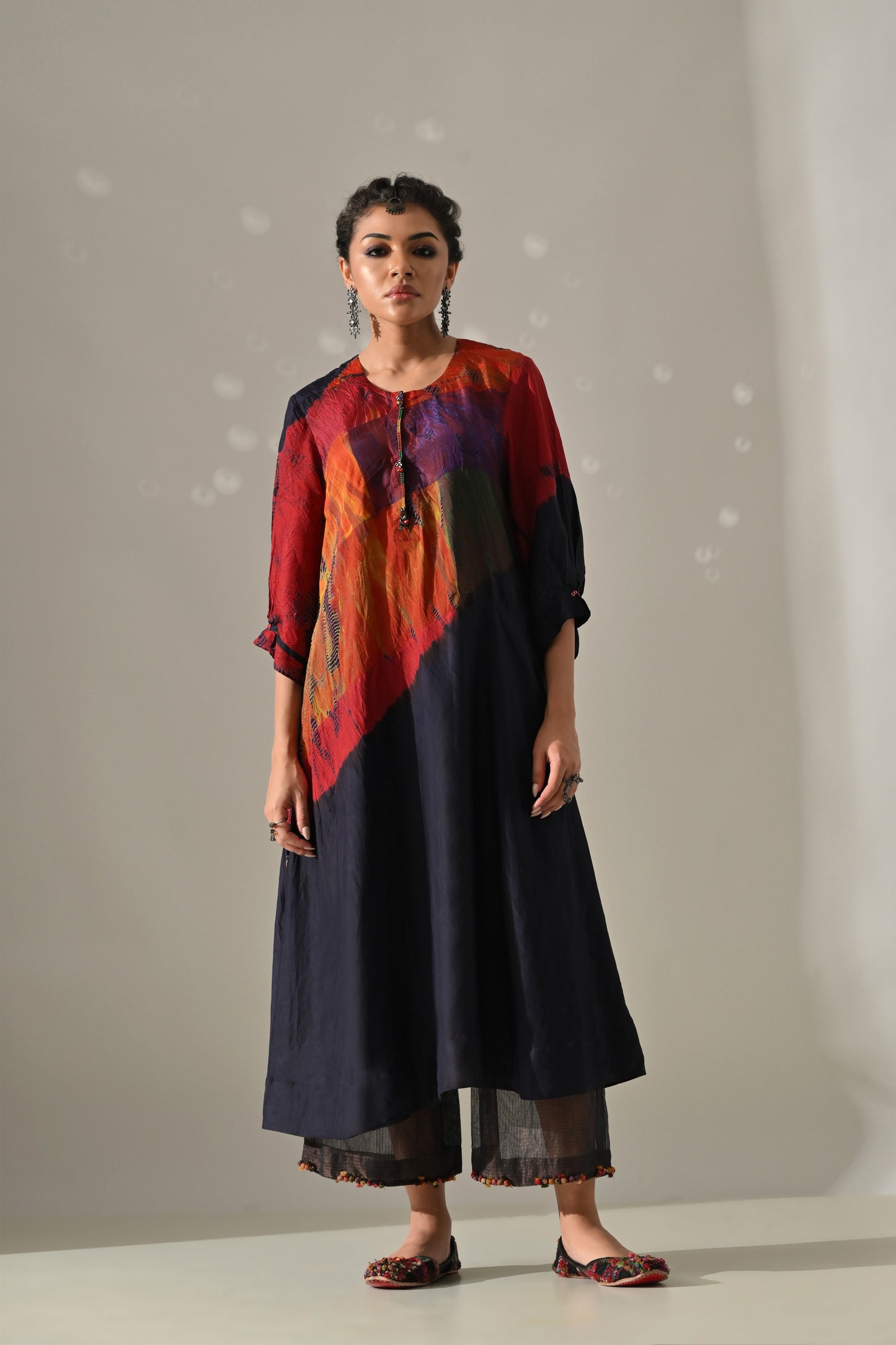 Multi Patchwork and Placement Dyed Kurta Set