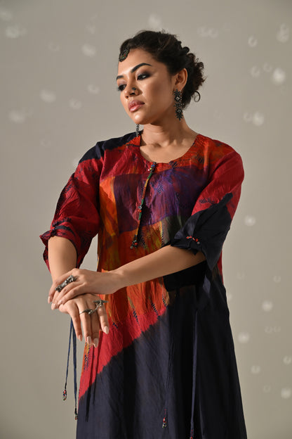 Multi Patchwork and Placement Dyed Kurta Set
