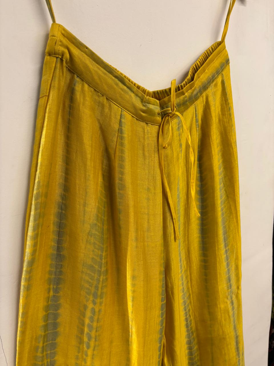 Yellow hand embroidered pants