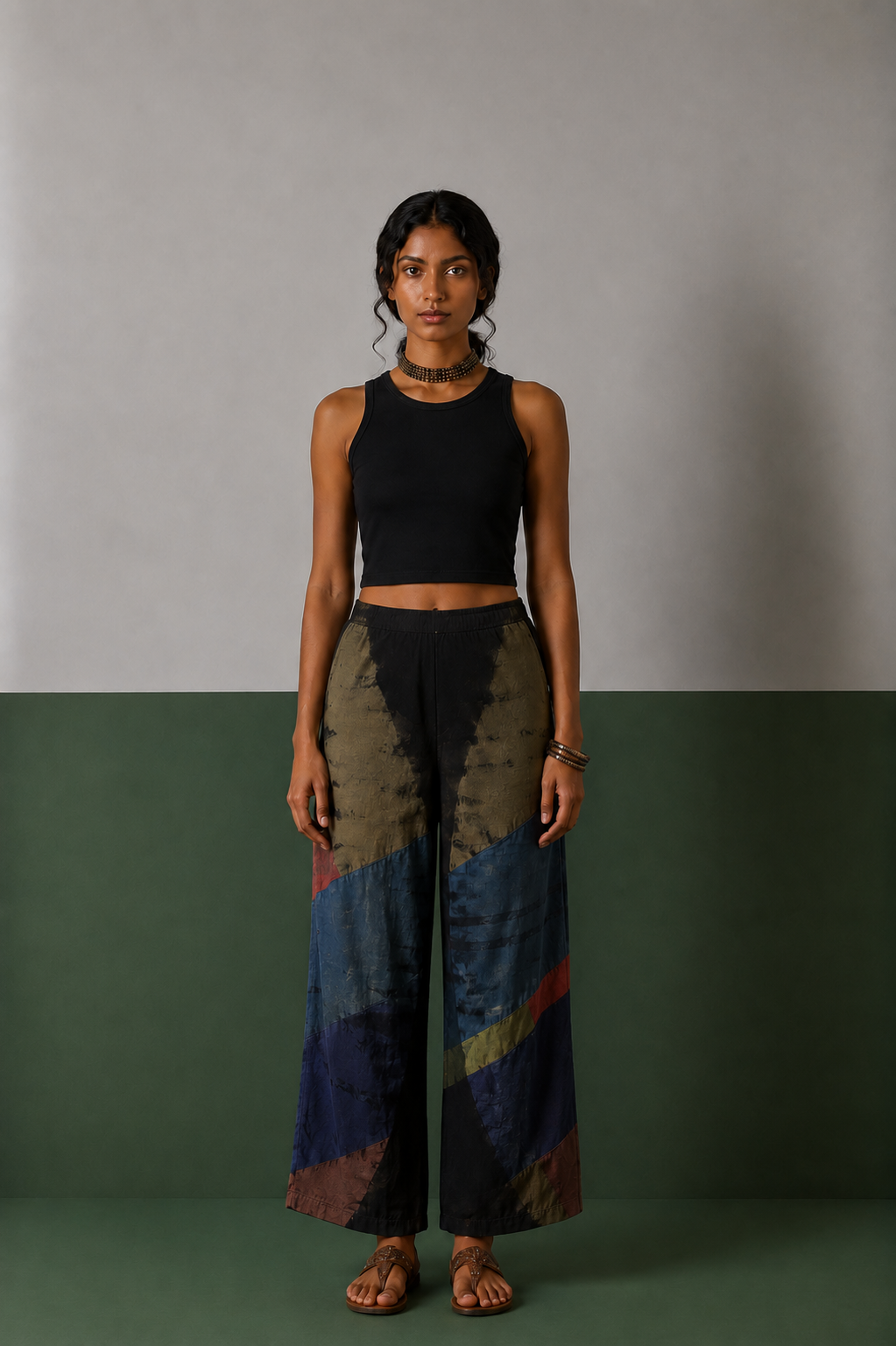 Multi Patchwork and Placement Tie-Dye Pants