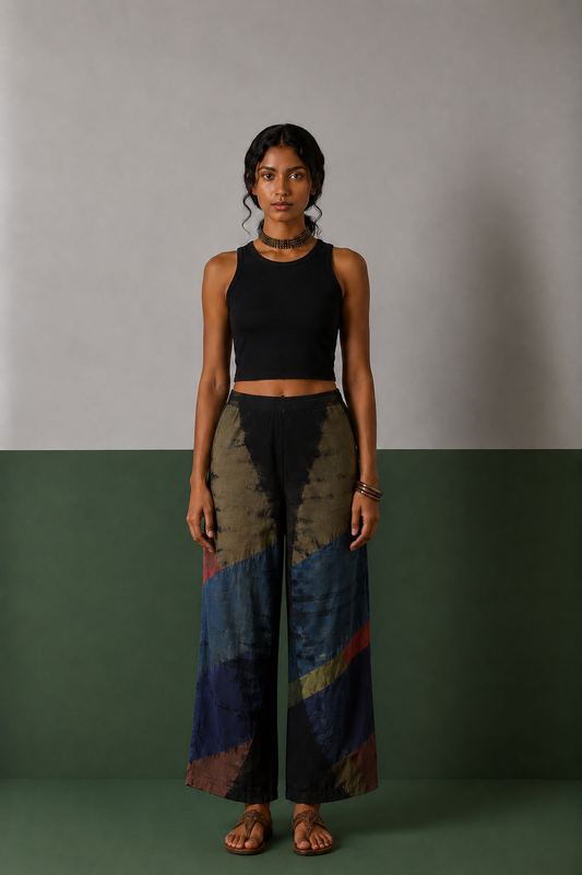 Multi Patchwork and Placement Tie-Dye Pants
