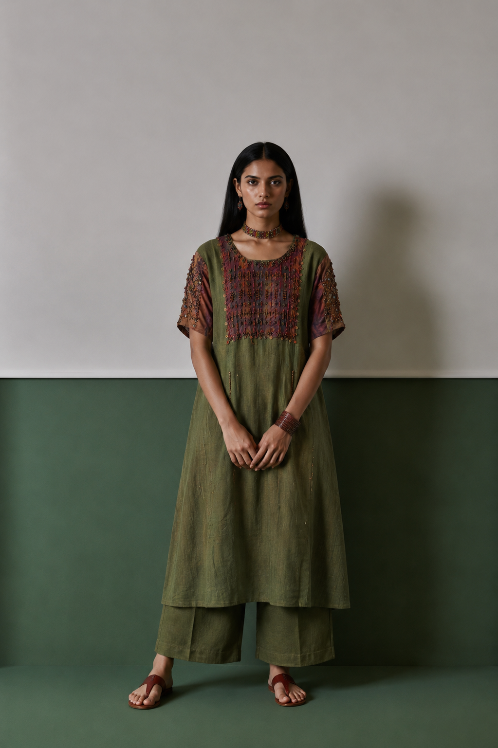 Green Yoke Tunic