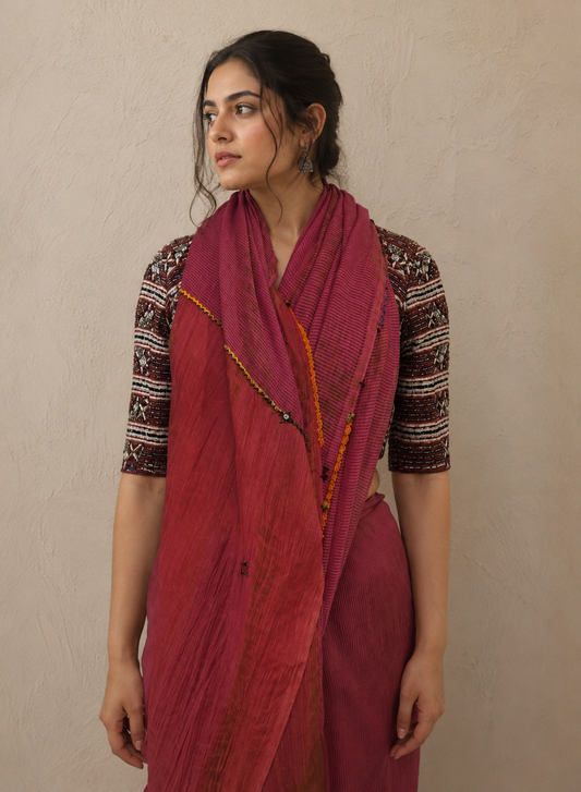 Pink Chiffon Saree