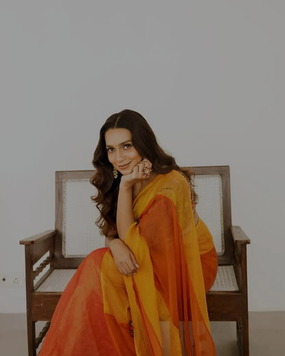 Multi Patchwork Blouse and Tissue Saree Set